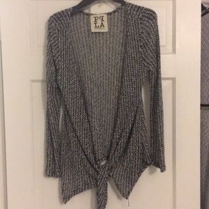 Black and white woven cardigan